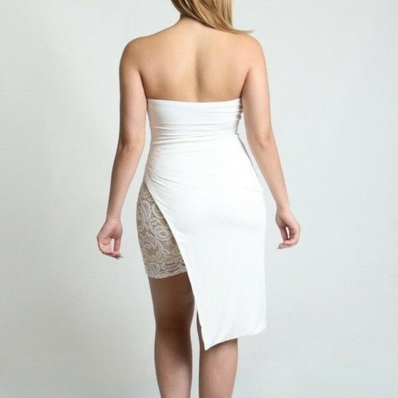 LA Fatima White Tube Top Bodycon Mini Party Dress - Picture 3 of 3